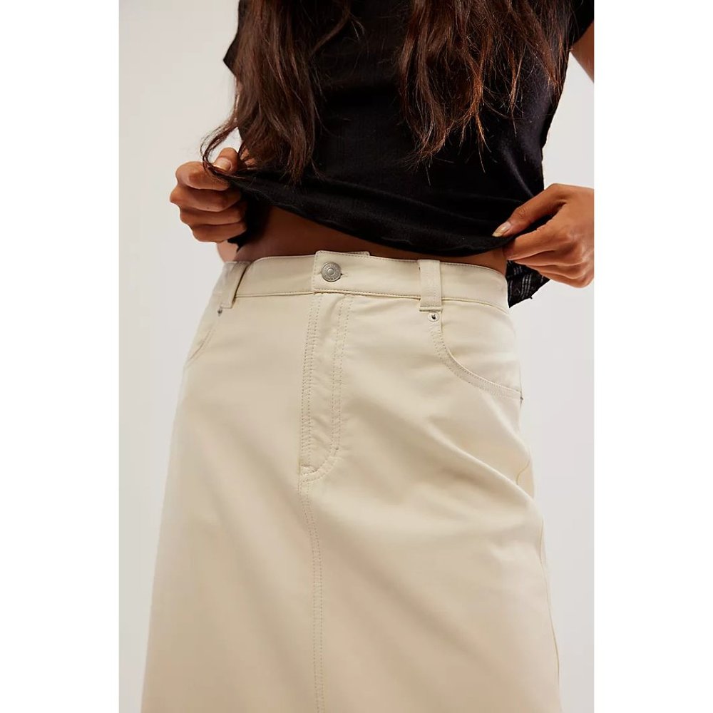 FREE PEOPLE City Slicker Vegan Maxi Skirt / Nilla Cream - Picture 10 of 12